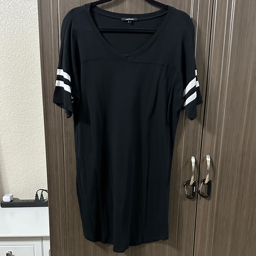 Ambiance Black V-Neck T-shirt Dress